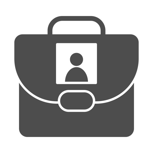 个人书包固体图标，回到学校的概念，包与照片标志在白色的背景，个人作品集图标字形风格的移动概念和网页设计。矢量图形。图片下载
