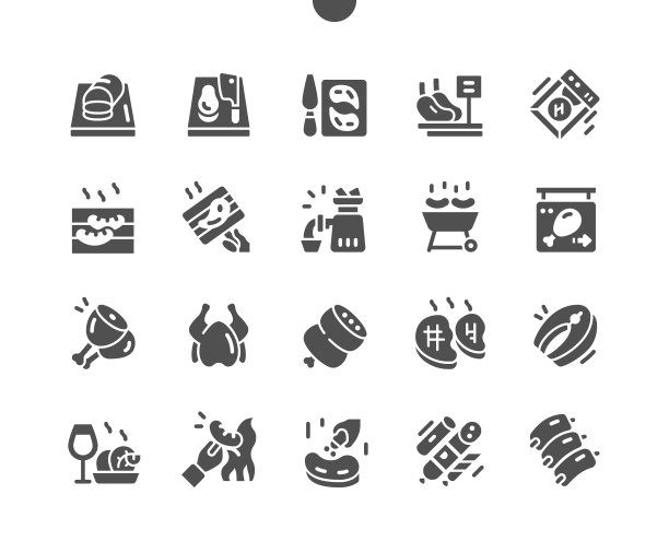 精心制作的像素完美矢量固体图标30 2x网格Web图形和应用程序。简单的最小的象形图图片下载