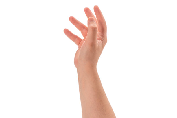 男性手孤立于白色。图片下载