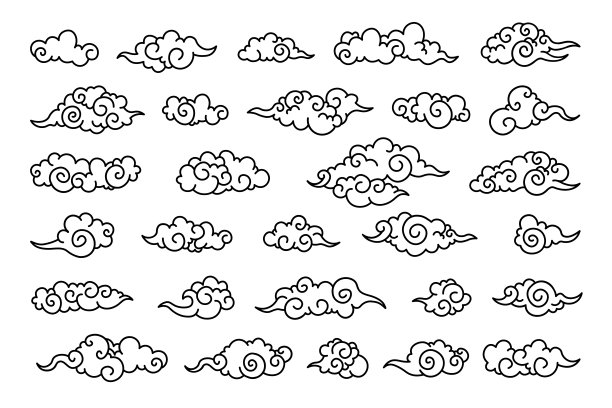 各种东方线云形状设置素材图片