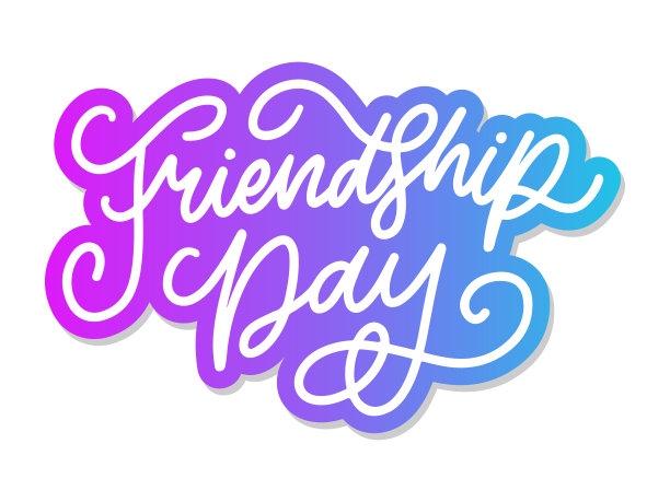 矢量插图手绘快乐友谊日祝贺时尚风格与字母文本标志和颜色三角形grunge效果孤立在白色背景图片下载