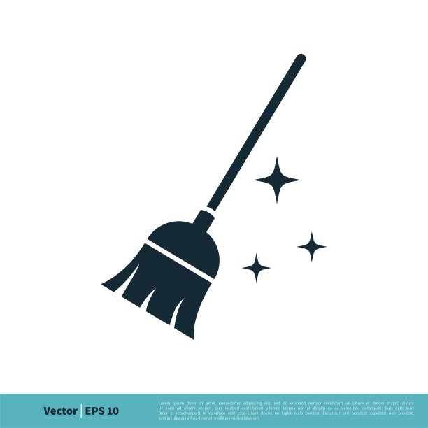 扫帚-清洁服务设备图标矢量标志模板插图设计。向量EPS 10。图片下载