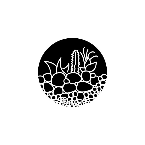 盆景与石头和植物的图标图片下载