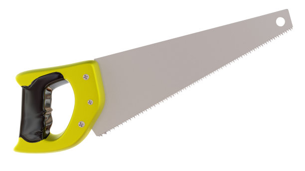 锯手锯黄柄孤立正面视图- 3d渲染图片下载