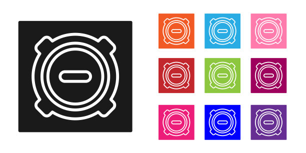 黑色人孔下水道盖图标隔离在白色背景上。设置彩色图标。矢量图图片下载