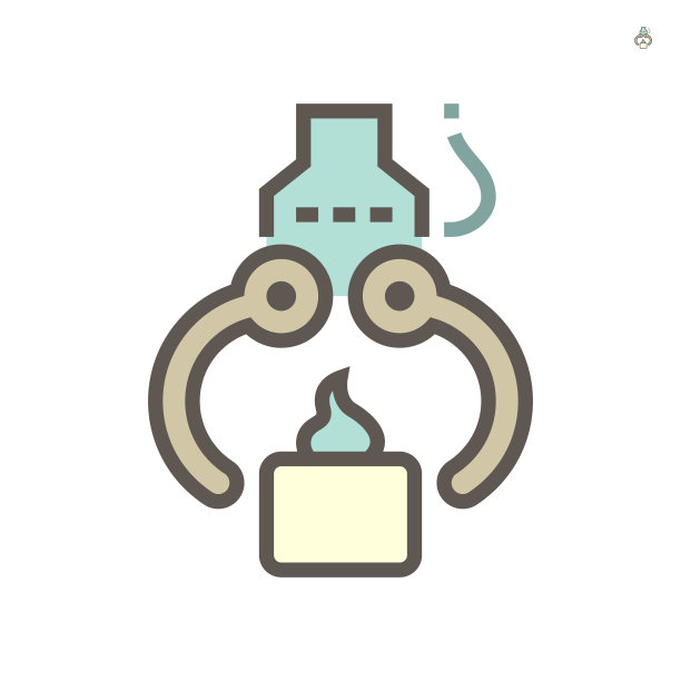 机械手在食品加工行业中拾取甜食，白色背景矢量图标设计，64x64像素完美，可编辑的笔触。图片下载