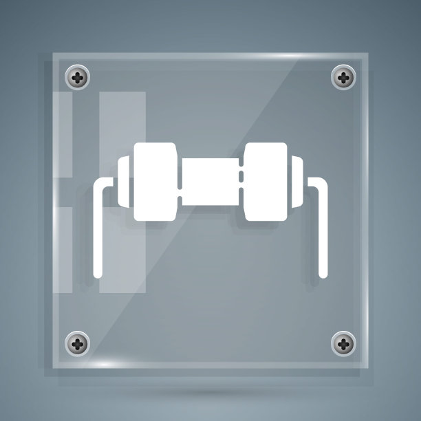 白色电阻电气图标隔离在灰色背景上。方形玻璃面板。矢量图图片下载