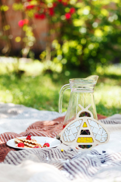 花格图案上的蜜蜂。图片下载