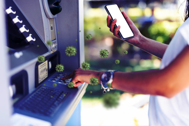 使用二维码手机、卫生、防护、Corona、Covid-19库存照片提取非接触性资金图片下载