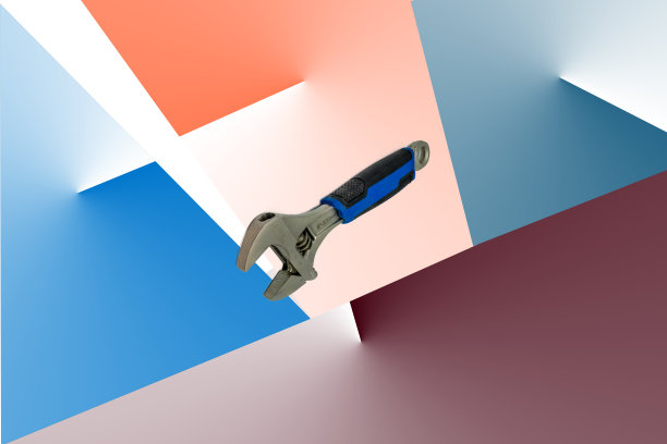 扳手在一个多边形的彩色几何空间图片下载