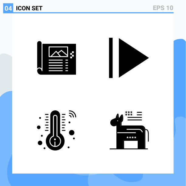 现代4个固体样式图标的象形符号图片下载