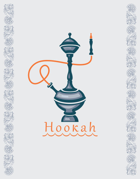 带有水烟管和花卉装饰的横幅图片下载