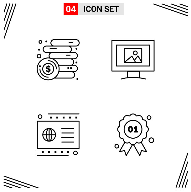 4图标线条样式基于网格的创意轮廓图片下载