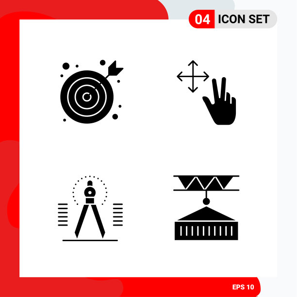 创意集4个通用字形图标孤立图片下载