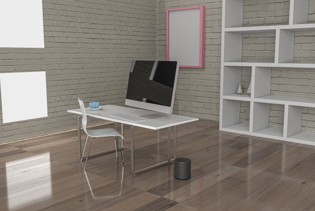 Office with virus prevention separations 3d rendering .3d插图图片下载