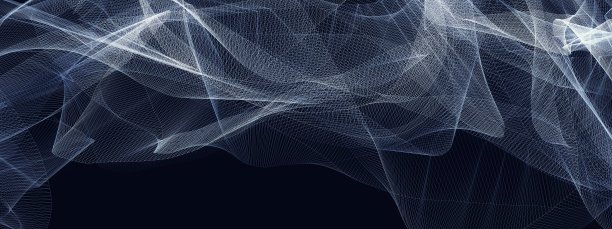 抽象的蓝色纺织品漂浮在黑色的背景上图片下载