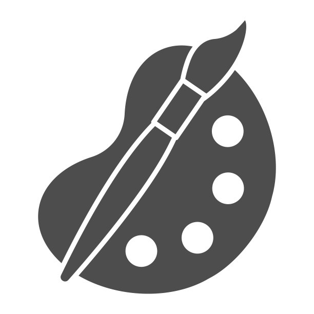 笔刷和调色板固体图标，回到学校的概念，油漆标志在白色的背景，调色板和艺术笔刷图标在象形风格的移动概念，网页设计。矢量图形。图片下载