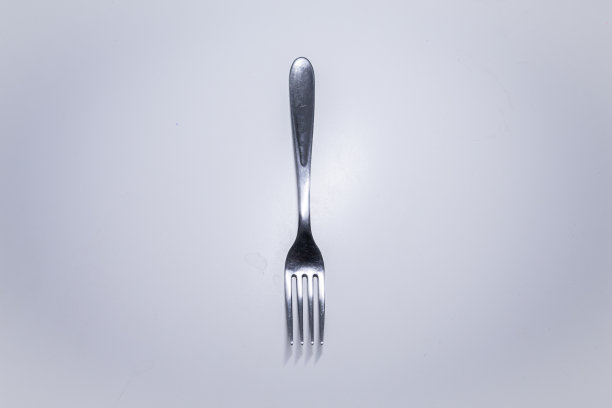 勺子和叉子在白色的背景下图片下载
