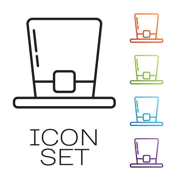 黑线妖精帽子图标孤立在白色图片下载