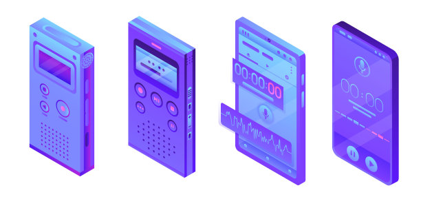 录音机图标集，2.5D风格图片下载