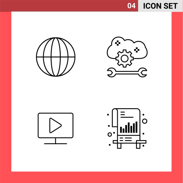 4图标包线样式轮廓符号上的白色图片下载