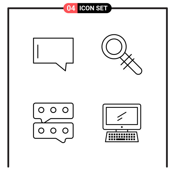 为网页和移动设置4个线条样式图标图片下载