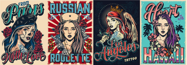 复古色彩斑斓的旅游海报图片下载