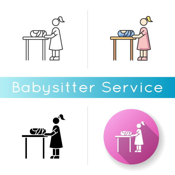 更改表格图标。妈妈和孩子的洗手间。妈妈给宝宝换尿布。新生儿护理。保姆给婴儿梳妆。线性黑色和RGB颜色样式。孤立矢量图图片下载