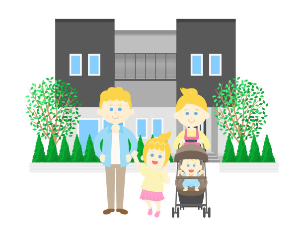 家庭和自己家的插图。图片下载