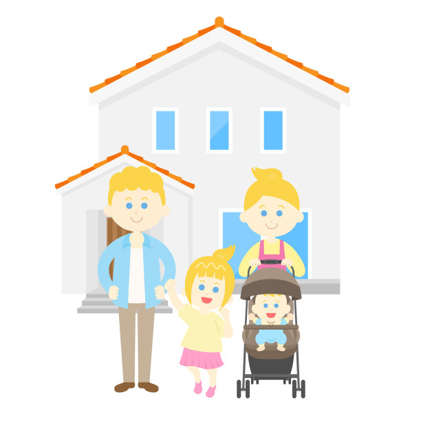 家庭和自己家的插图。图片下载