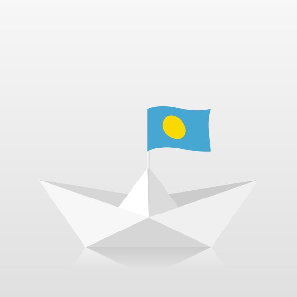 带帕劳旗帜的纸船图片下载