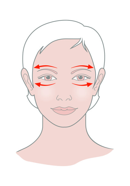 指压穴面部按摩、针灸。女头视图。向量。在白色背景上隔离图片下载