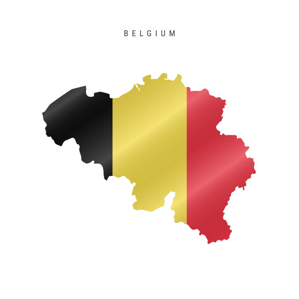 比利时挥舞旗帜地图。矢量图图片下载