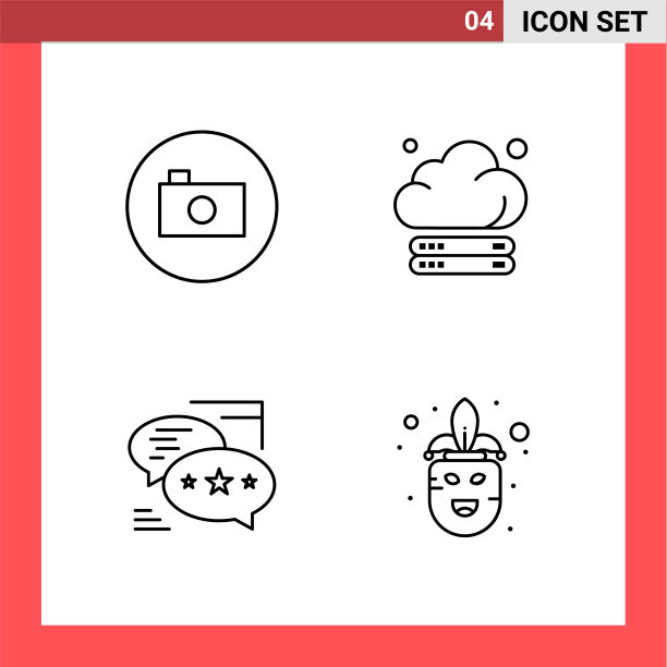 4图标包线样式轮廓符号上的白色图片下载