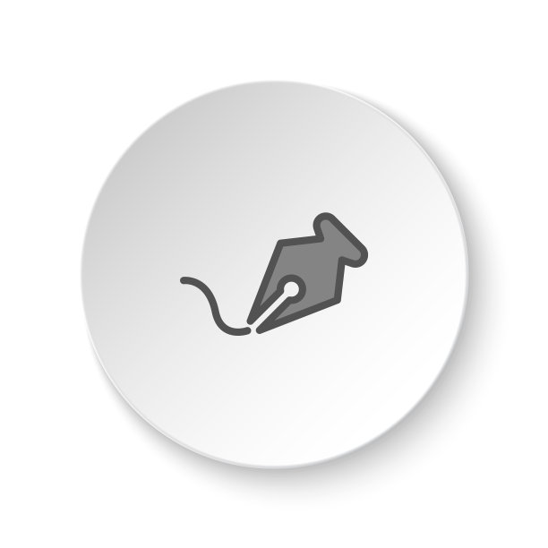 圆形按钮为网页图标，钢笔，自由形式。按钮横幅圆形，徽章界面的应用说明图片下载