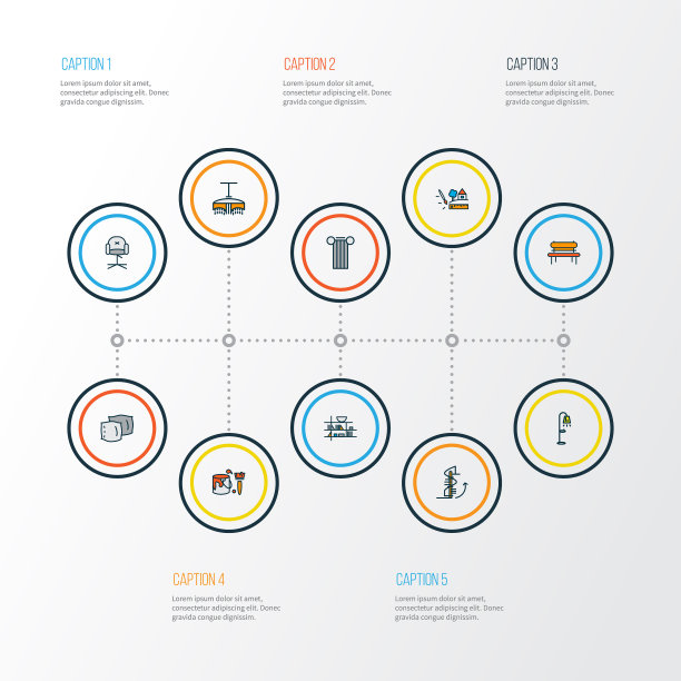 家装图标用彩色线条设置长凳图片下载