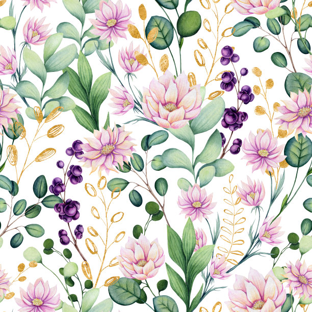 无缝模式的水彩浅粉色花图片下载