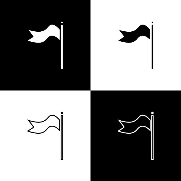 设置气象学风向标风向标孤立在黑色和白色背景。风向标指示风向和风力。矢量图图片下载