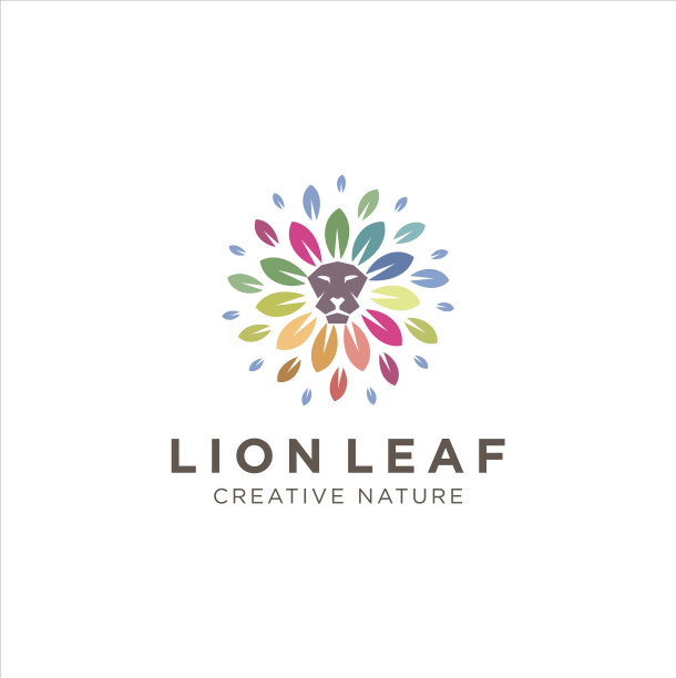 狮子叶标志设计丰富多彩的狮子自然标志图片下载