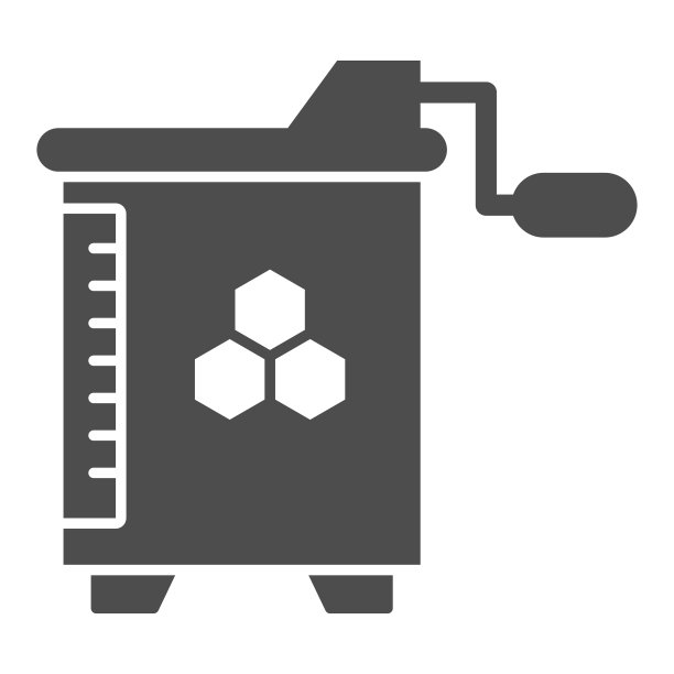 蜂蜜和蜡提取器固体图标，养蜂概念，手动蜂蜜提取器标志在白色背景，蜂蜜离心机图标在移动概念和网页的象形风格。矢量图形。图片下载