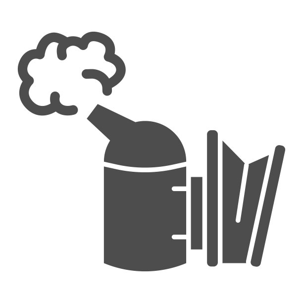 养蜂人吸烟者固体图标，养蜂人工具概念，吸烟者为蜜蜂标志的白色背景，蜂房吸烟者图标在字形风格的移动概念和网页设计。矢量图形。图片下载