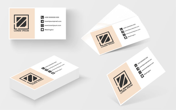 一套不同位置的名片，俯视图，侧视图和飞行中。孤立的名片模型。品牌标识的模板。矢量图图片下载