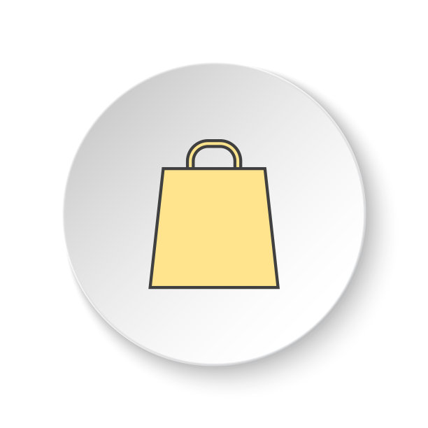 圆形按钮为网页图标，袋子为去购物。按钮横幅圆形，徽章界面的应用说明图片下载