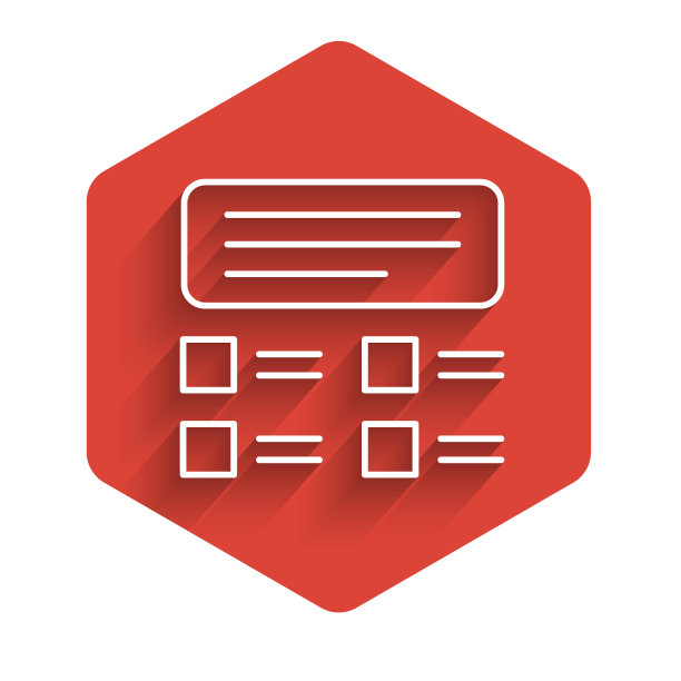 白线在线测试，测试，调查或检查表图标孤立与长阴影。考试名单。作为先进的概念。红色的六角按钮。矢量图图片下载