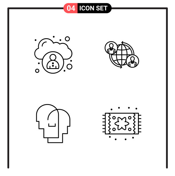 为网页和移动设置4个线条样式图标图片下载