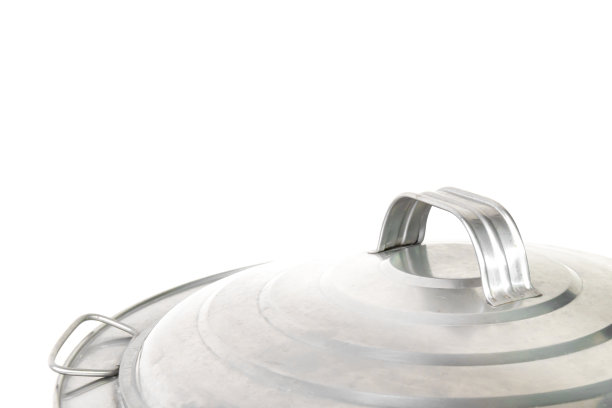 不锈钢锅烹饪和汤在白色背景，孤立。图片下载