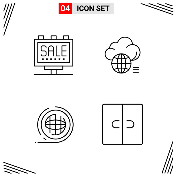 4图标线条样式基于网格的创意轮廓图片下载