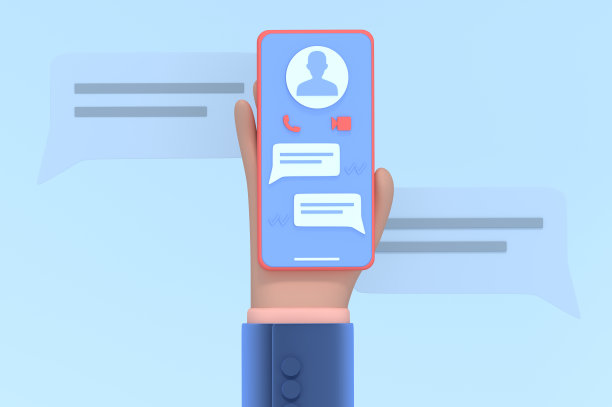 3d渲染智能手机与移动聊天应用程序。图片下载