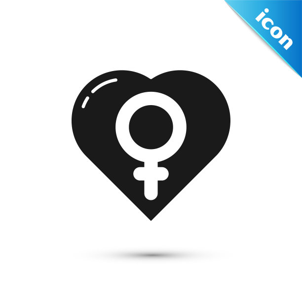 灰色女性在心图标孤立在白色图片下载