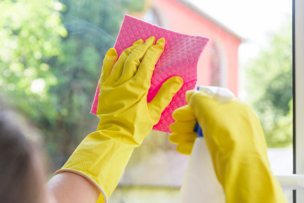 清洗封闭的乙烯基塑料窗图片下载